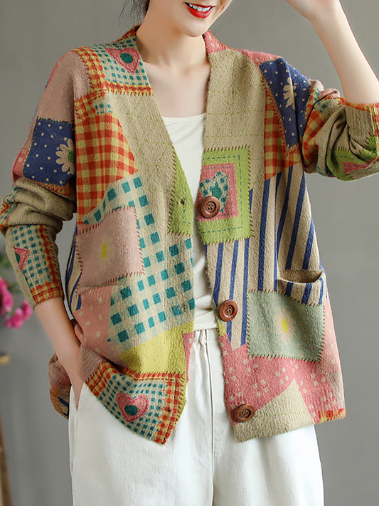 Maglione con tasca e scollo a V e maniche lunghe