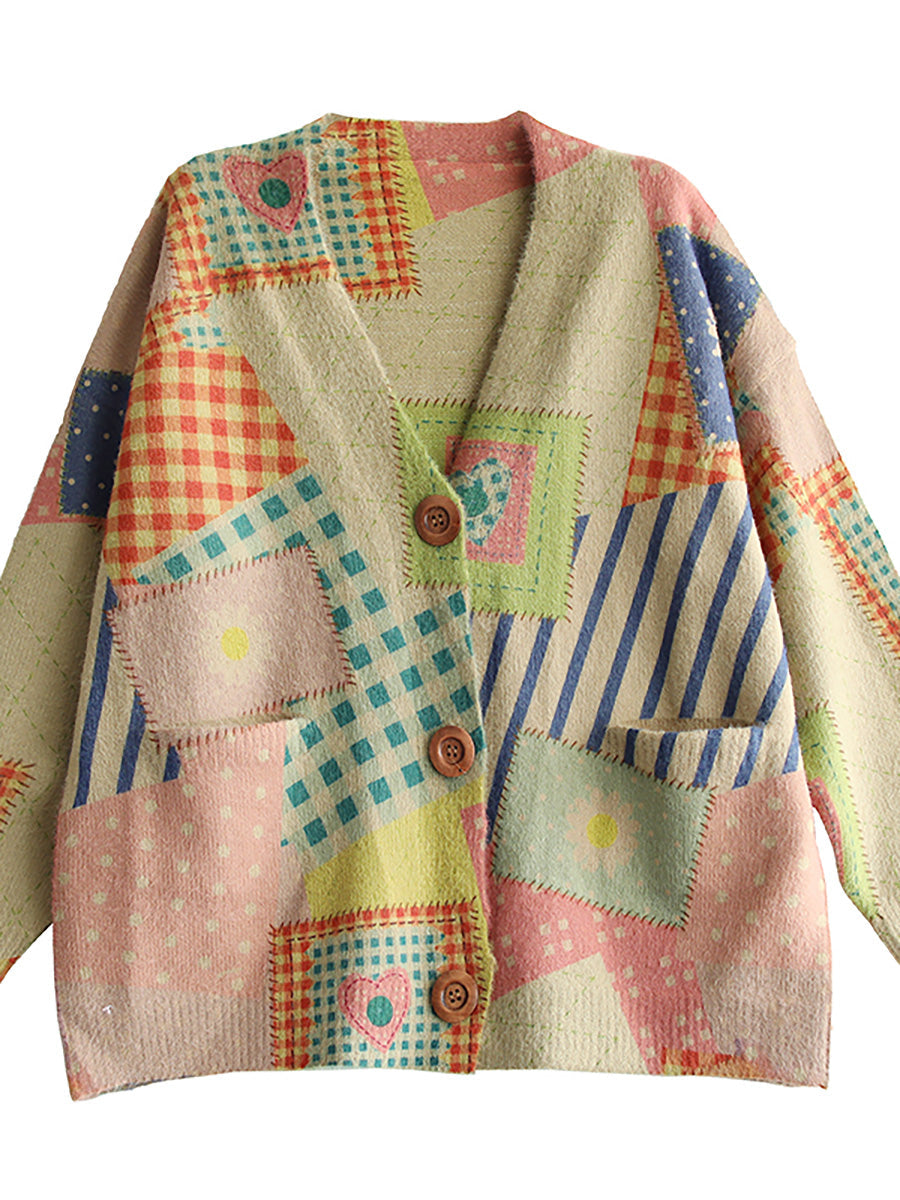 Maglione con tasca e scollo a V e maniche lunghe