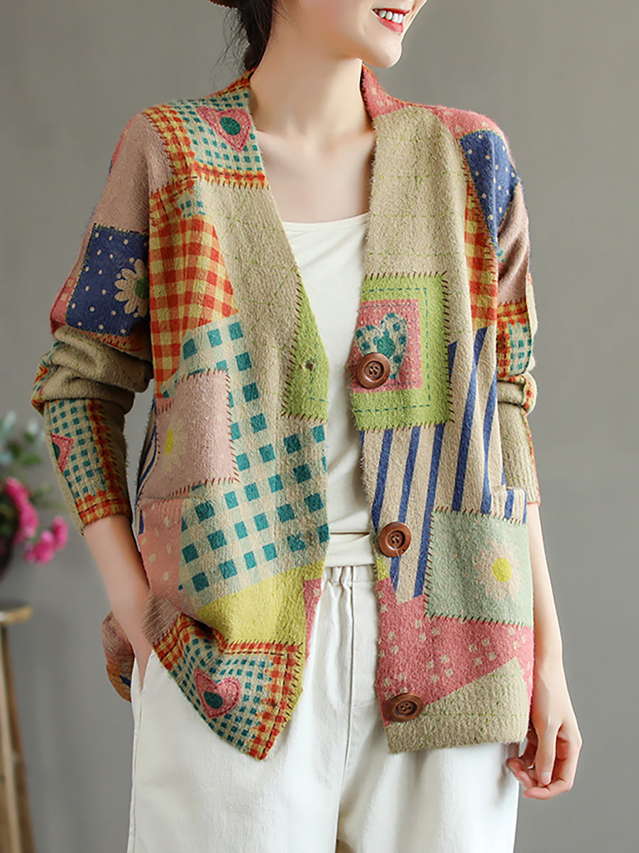 Maglione con tasca e scollo a V e maniche lunghe