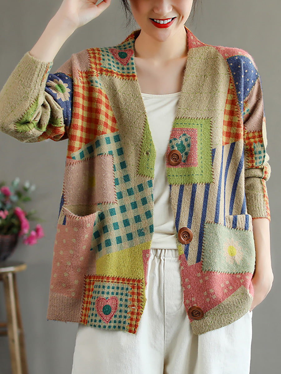 Maglione con tasca e scollo a V e maniche lunghe