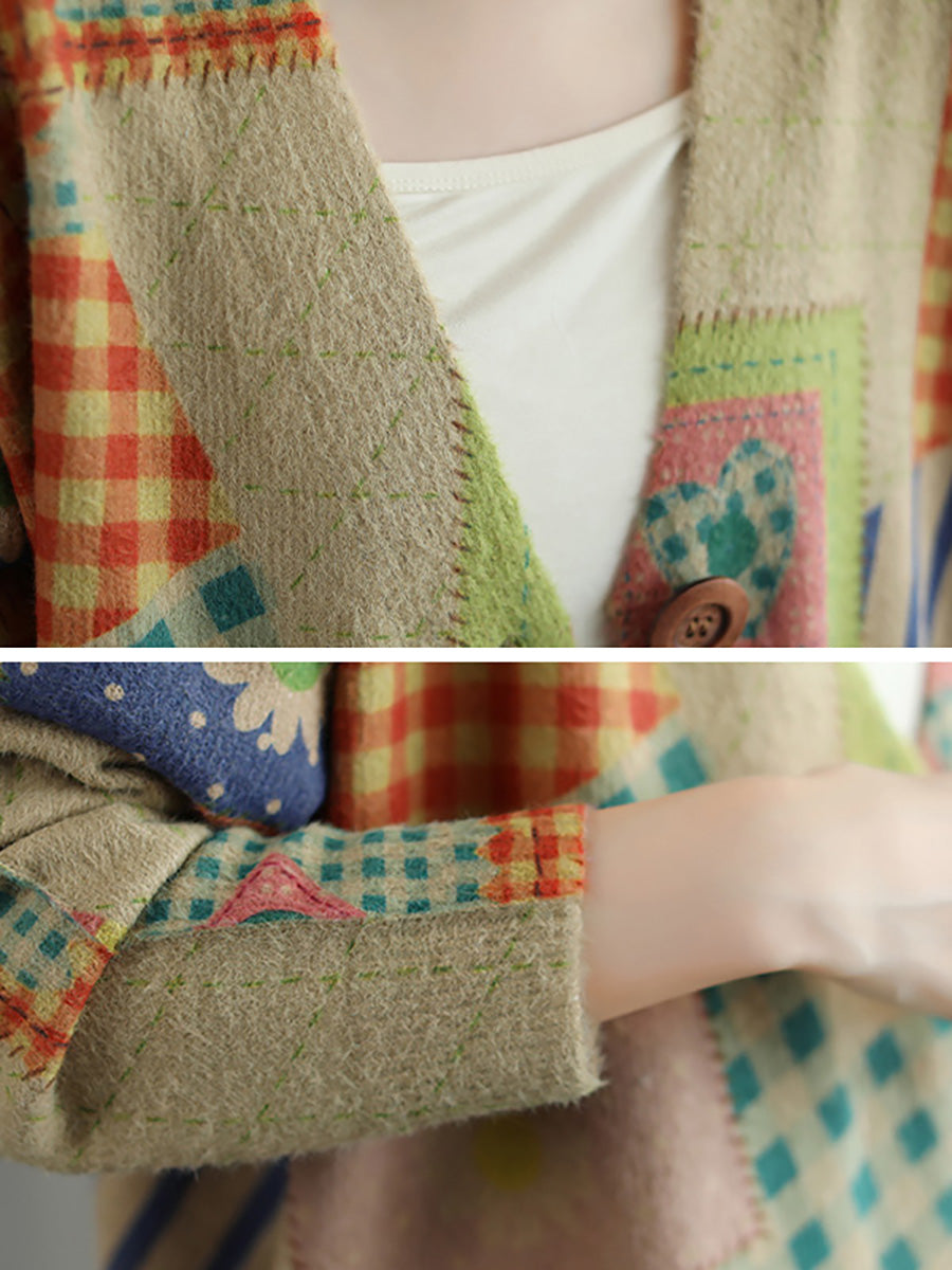Maglione con tasca e scollo a V e maniche lunghe