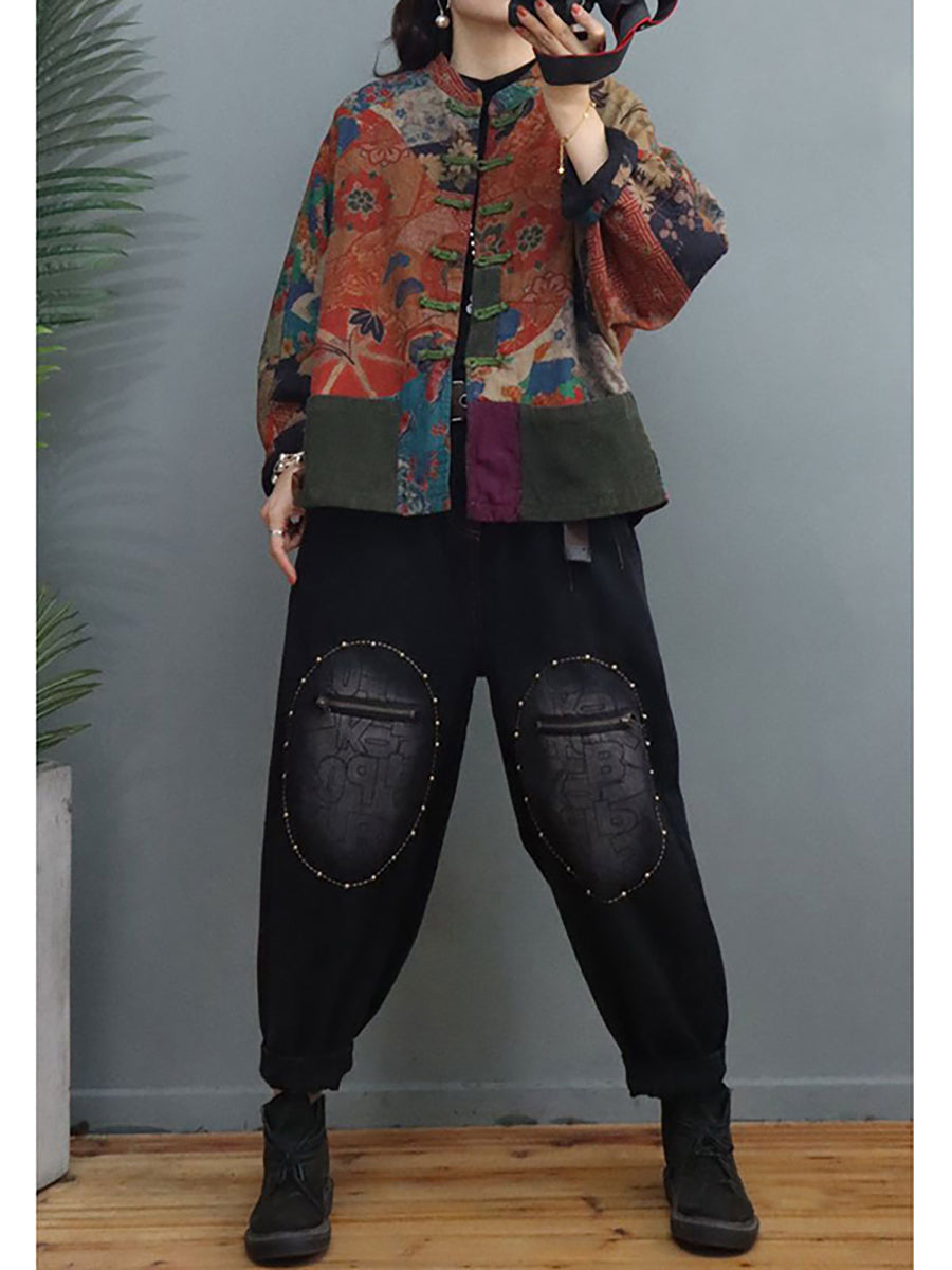 Cappotto con cuciture a tasca sul petto in cotone e lino vintage