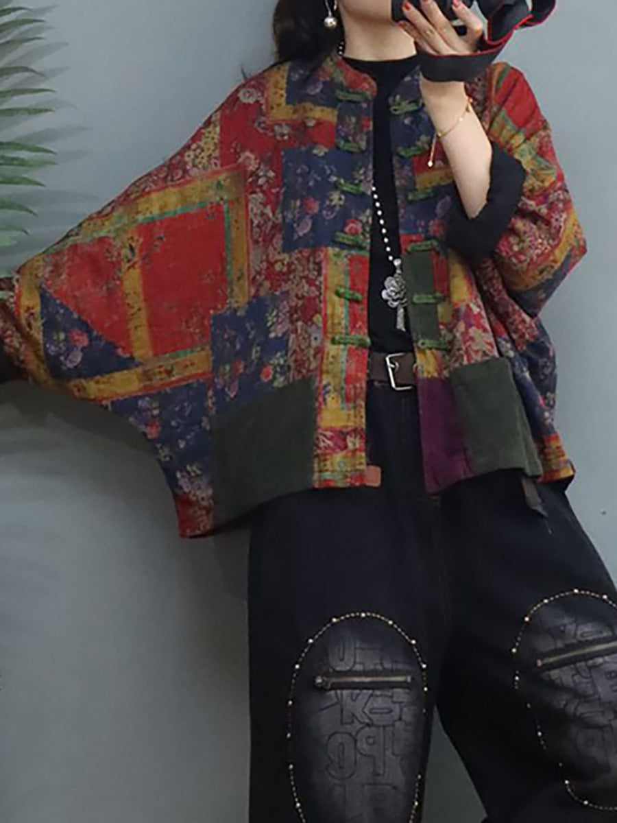 Cappotto con cuciture a tasca sul petto in cotone e lino vintage