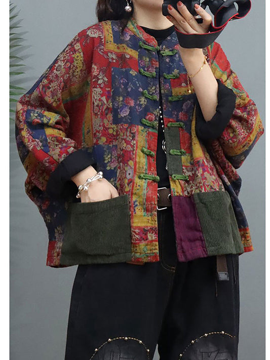 Cappotto con cuciture a tasca sul petto in cotone e lino vintage