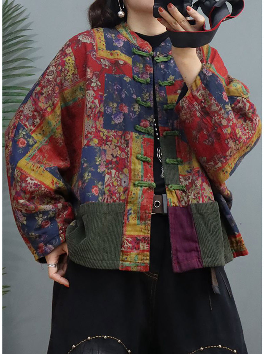 Cappotto con cuciture a tasca sul petto in cotone e lino vintage