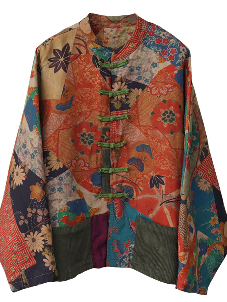 Cappotto con cuciture a tasca sul petto in cotone e lino vintage