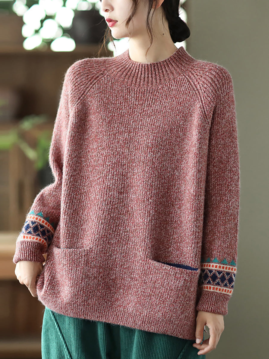 Maglione a collo alto lavorato a maglia con orlo diviso e maniche lunghe