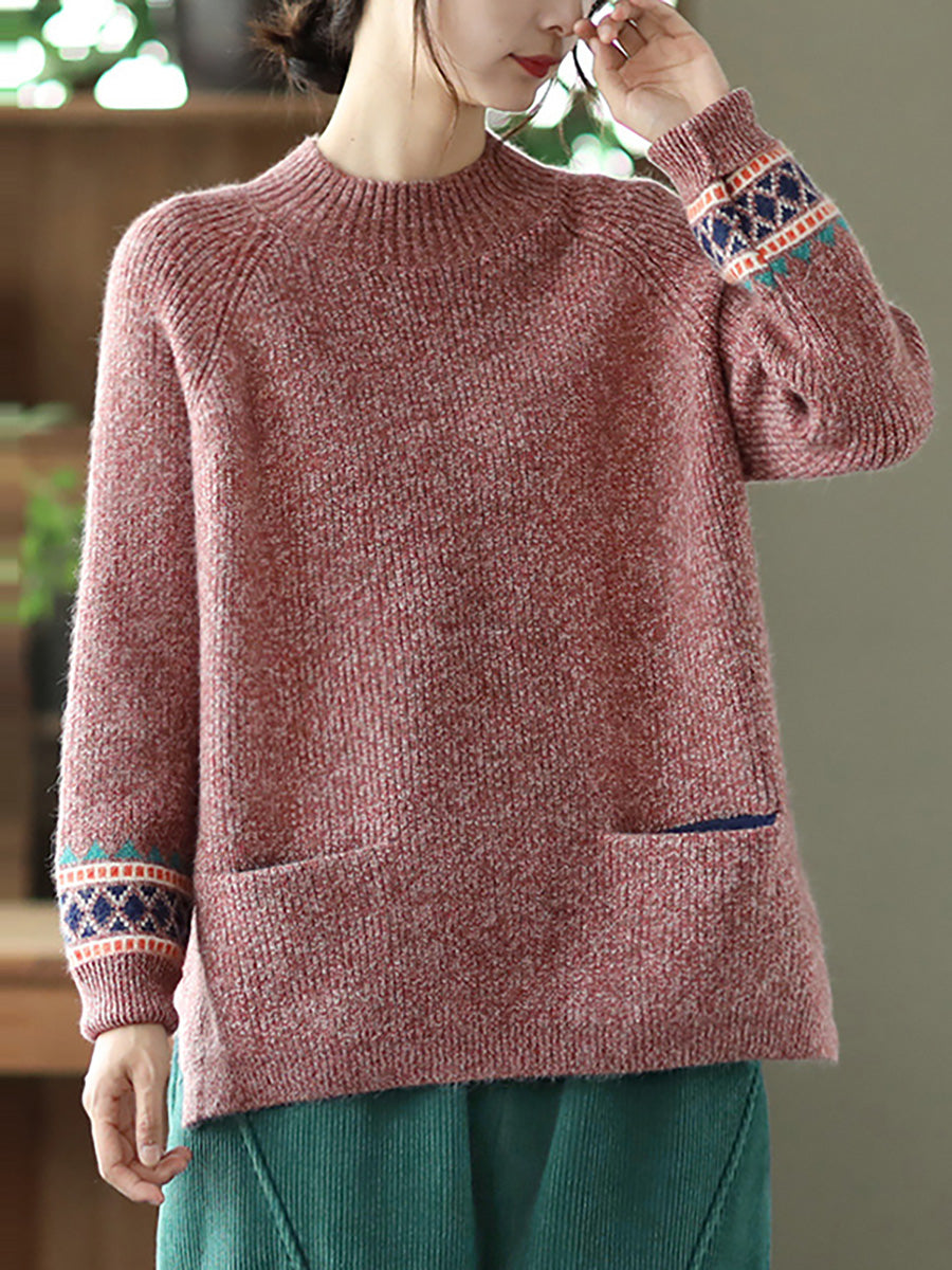 Maglione a collo alto lavorato a maglia con orlo diviso e maniche lunghe
