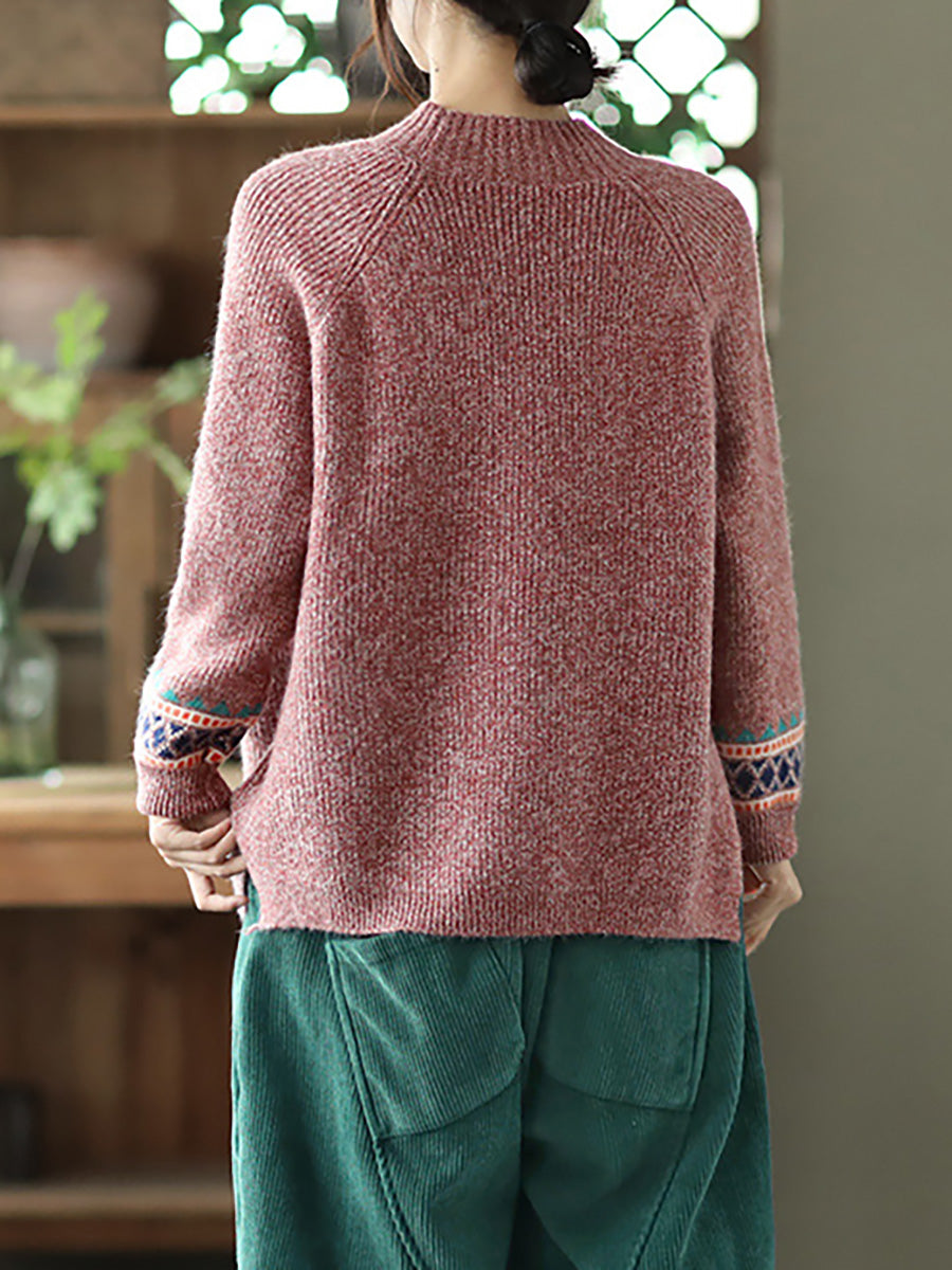 Maglione a collo alto lavorato a maglia con orlo diviso e maniche lunghe