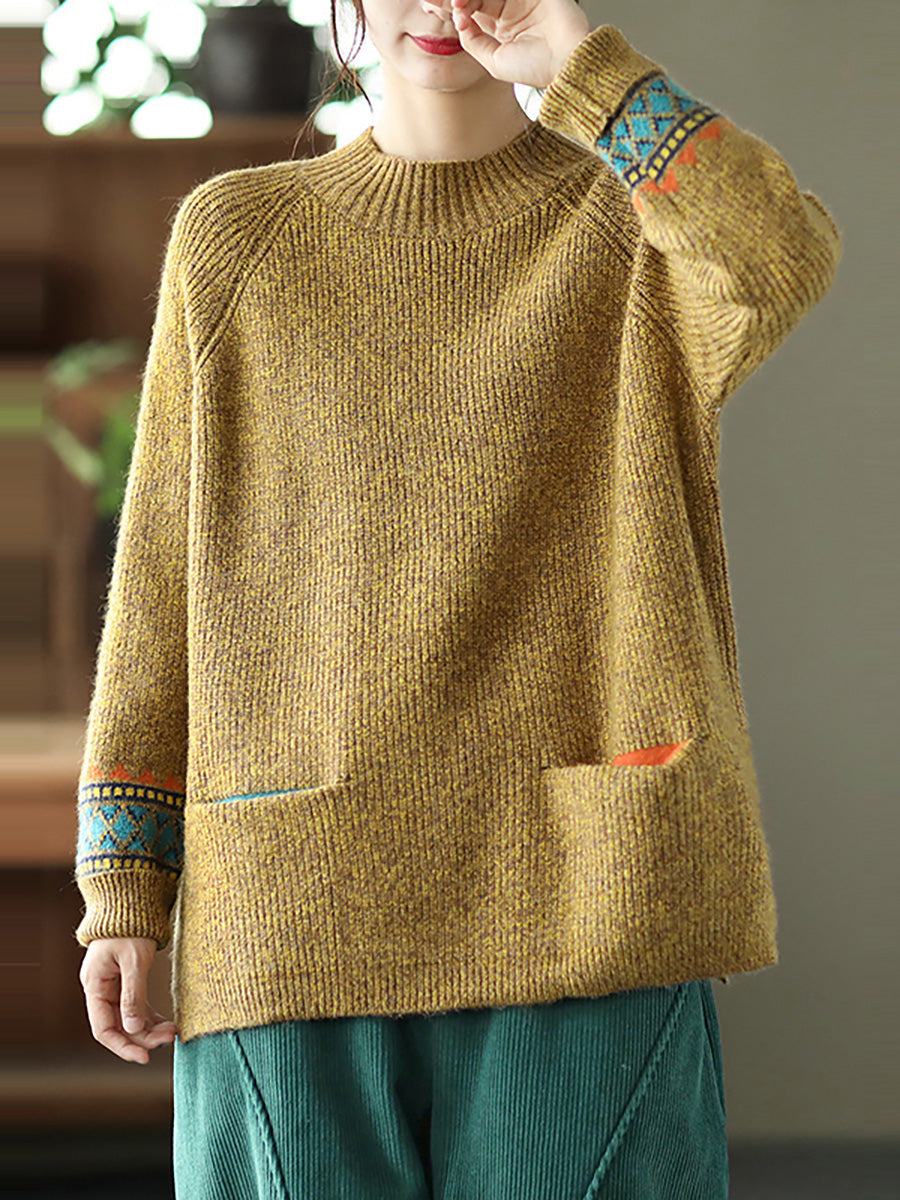 Maglione a collo alto lavorato a maglia con orlo diviso e maniche lunghe