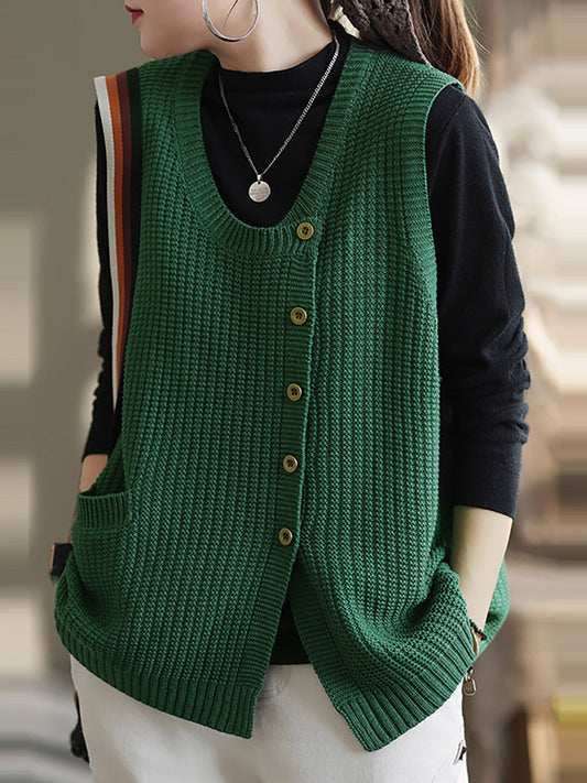 Maglione gilet con bottoni in maglia da donna