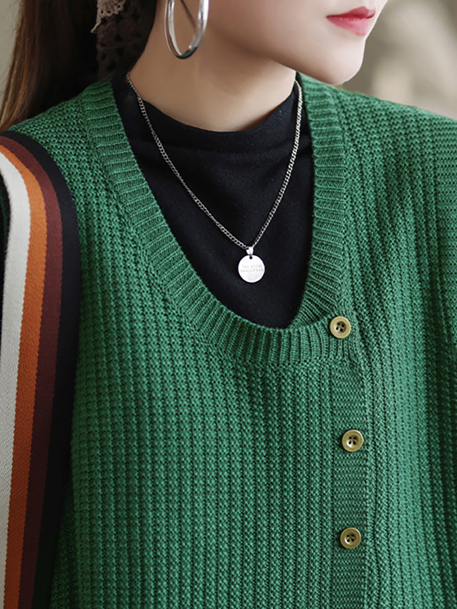 Maglione gilet con bottoni in maglia da donna