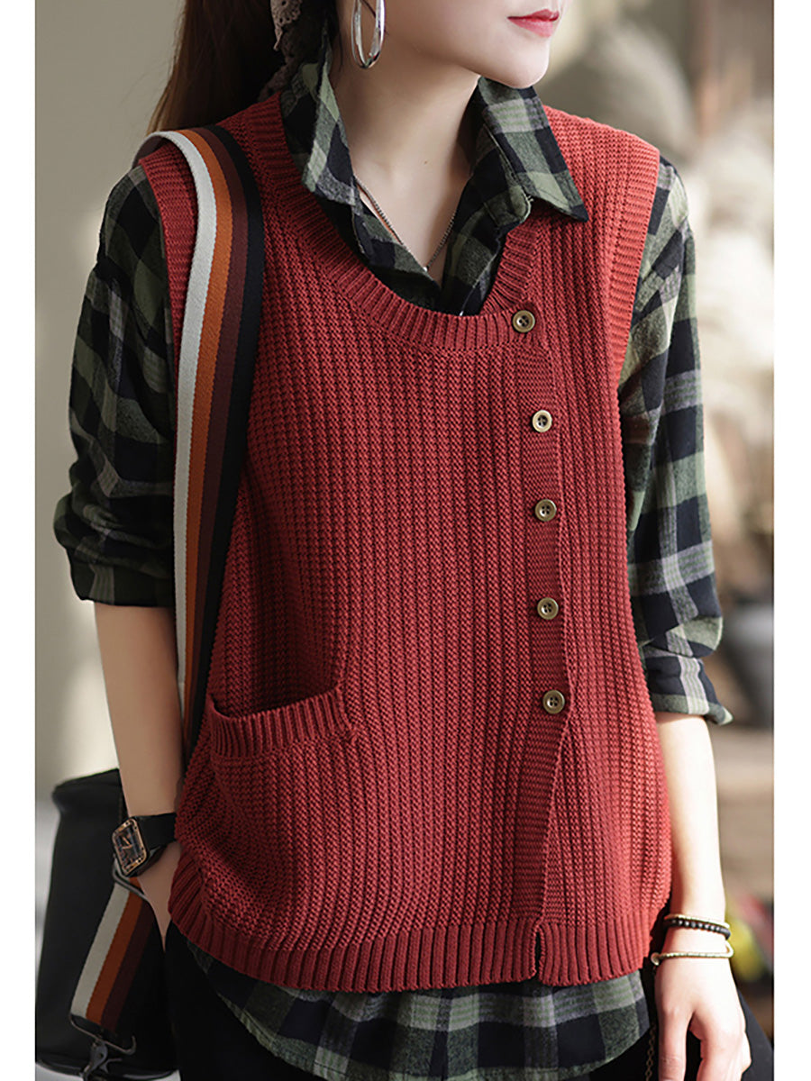 Maglione gilet con bottoni in maglia da donna