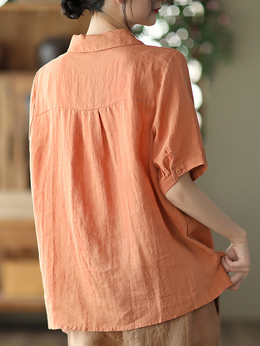 Camicia casual estiva da donna in ramiè doppiopetto