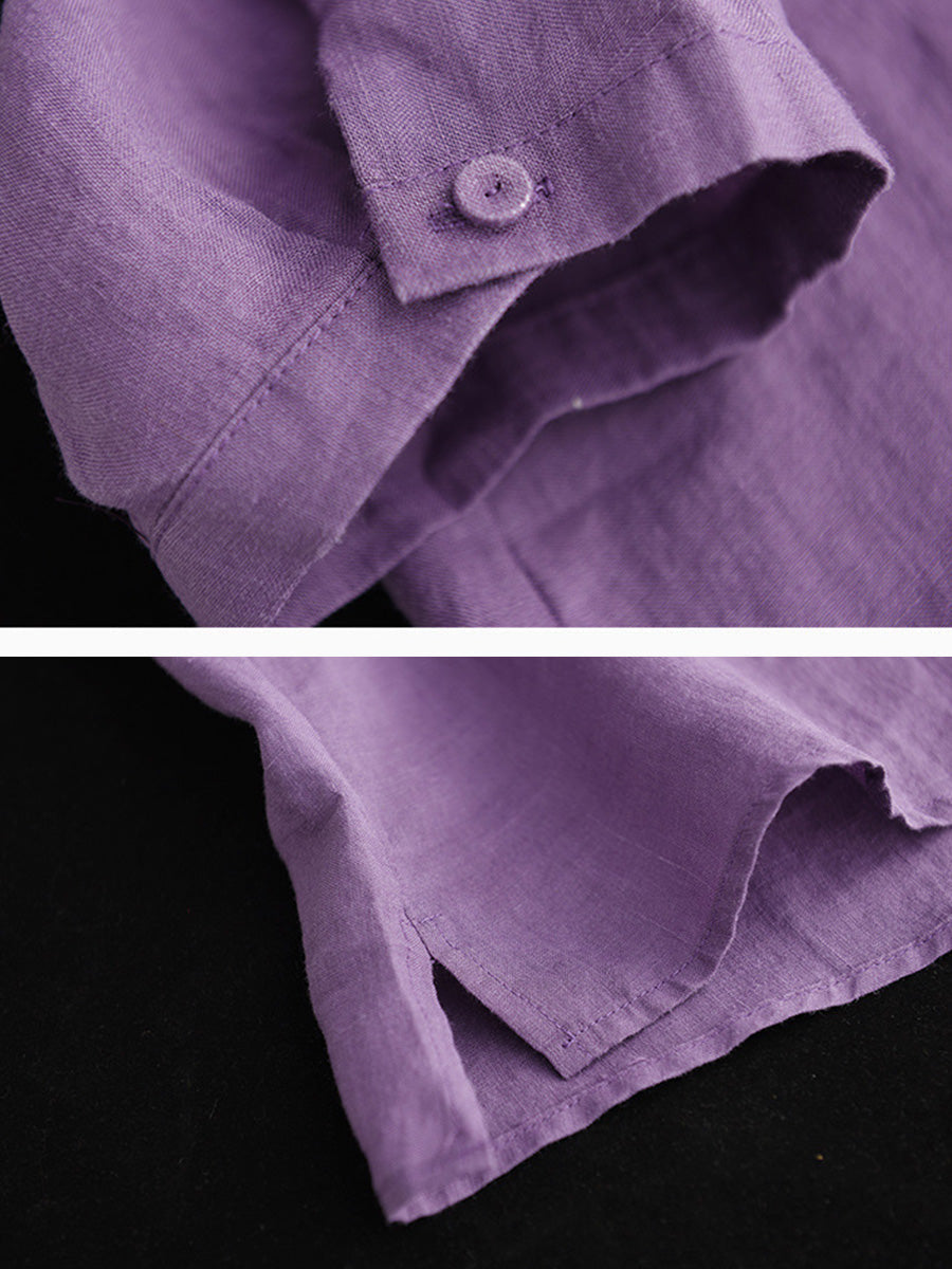 Camicia casual estiva da donna in ramiè doppiopetto