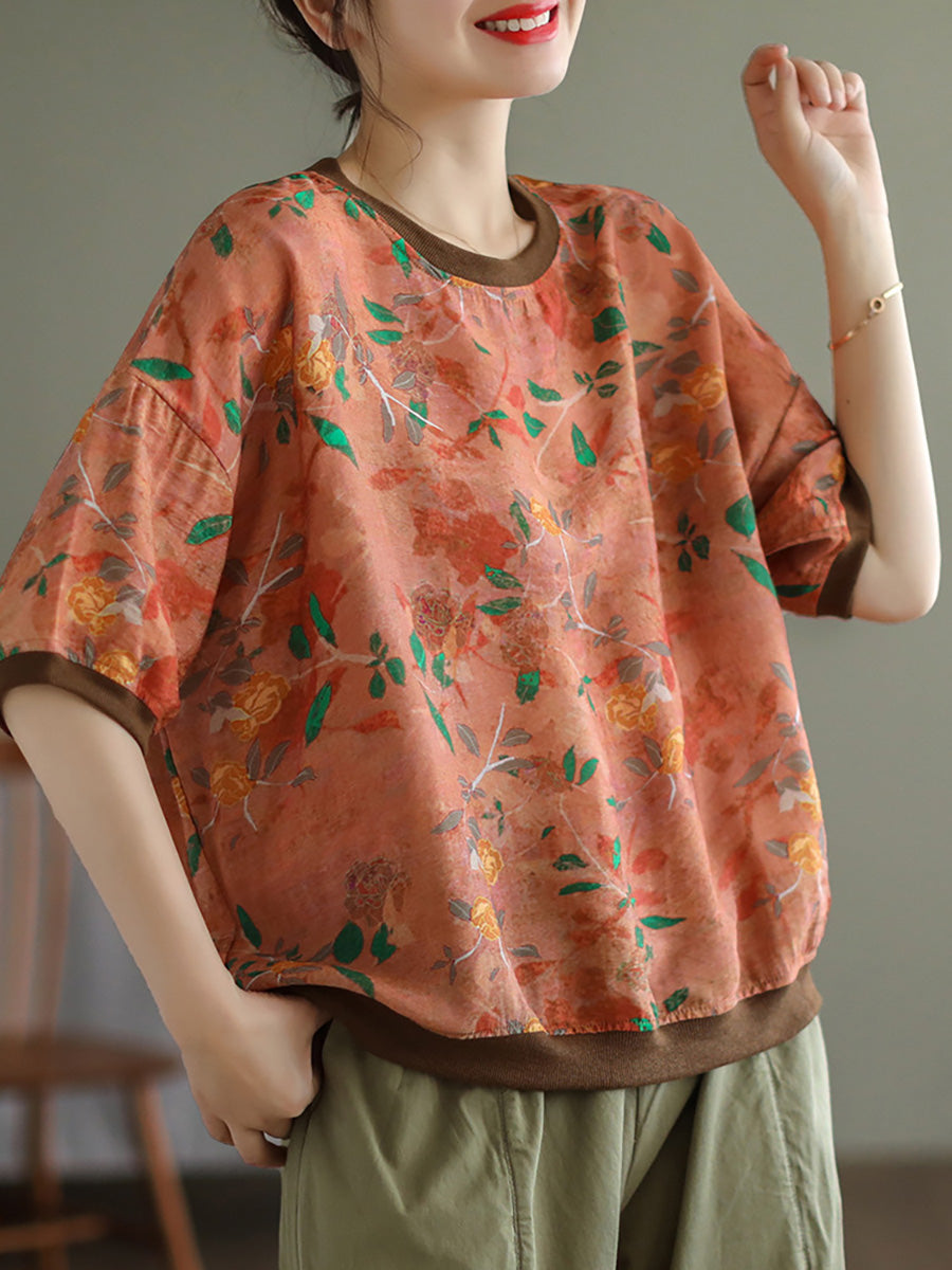 T-shirt décontracté à manches courtes pour femme