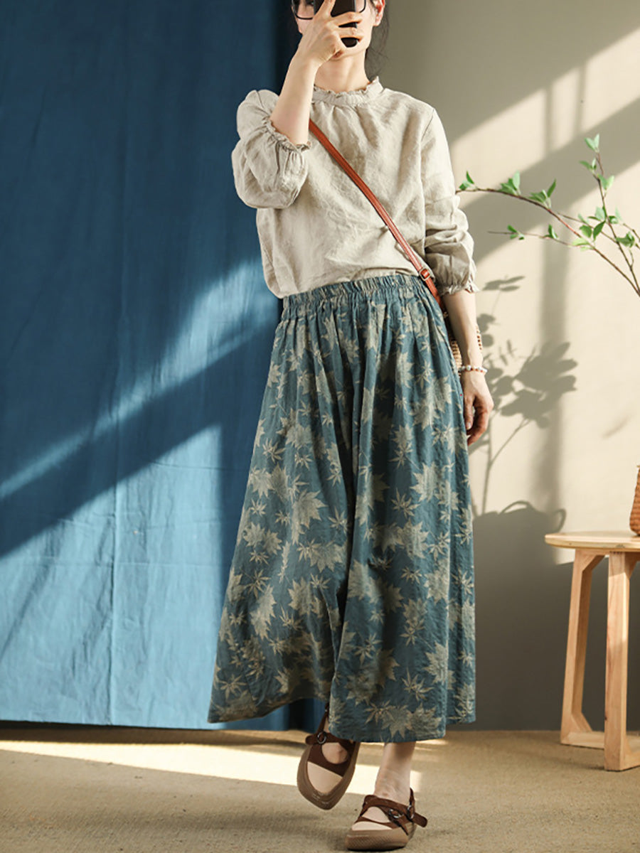 Gonna estiva ampia con elastico in vita vintage floreale