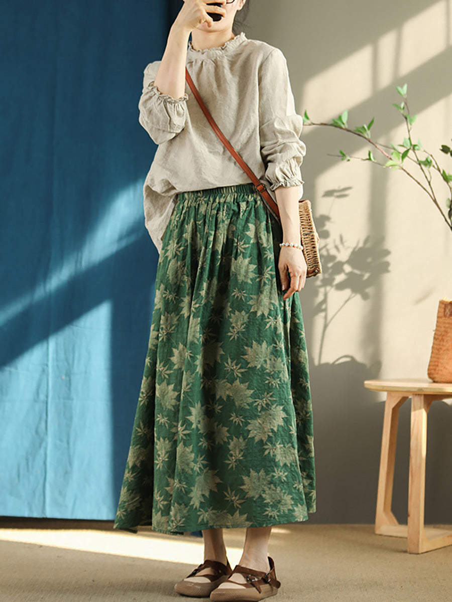 Gonna estiva ampia con elastico in vita vintage floreale