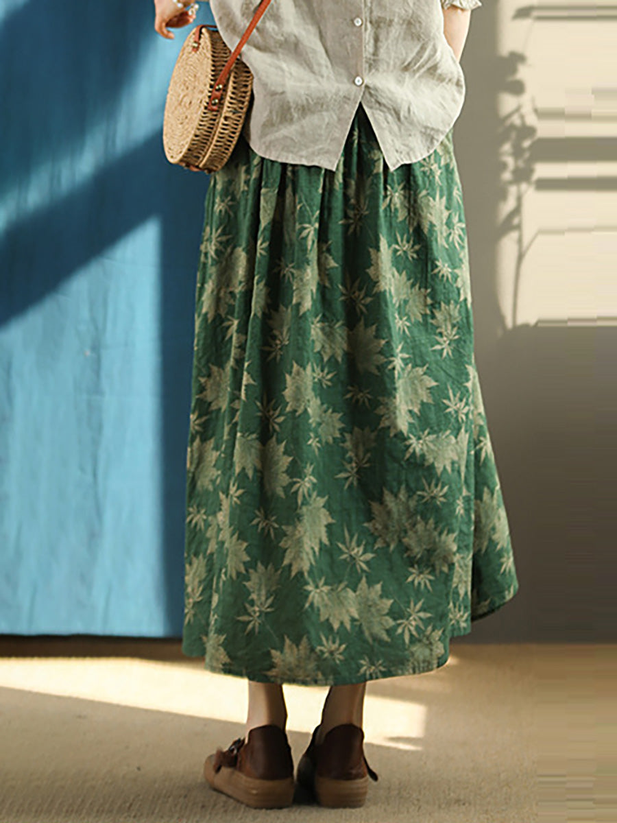 Gonna estiva ampia con elastico in vita vintage floreale