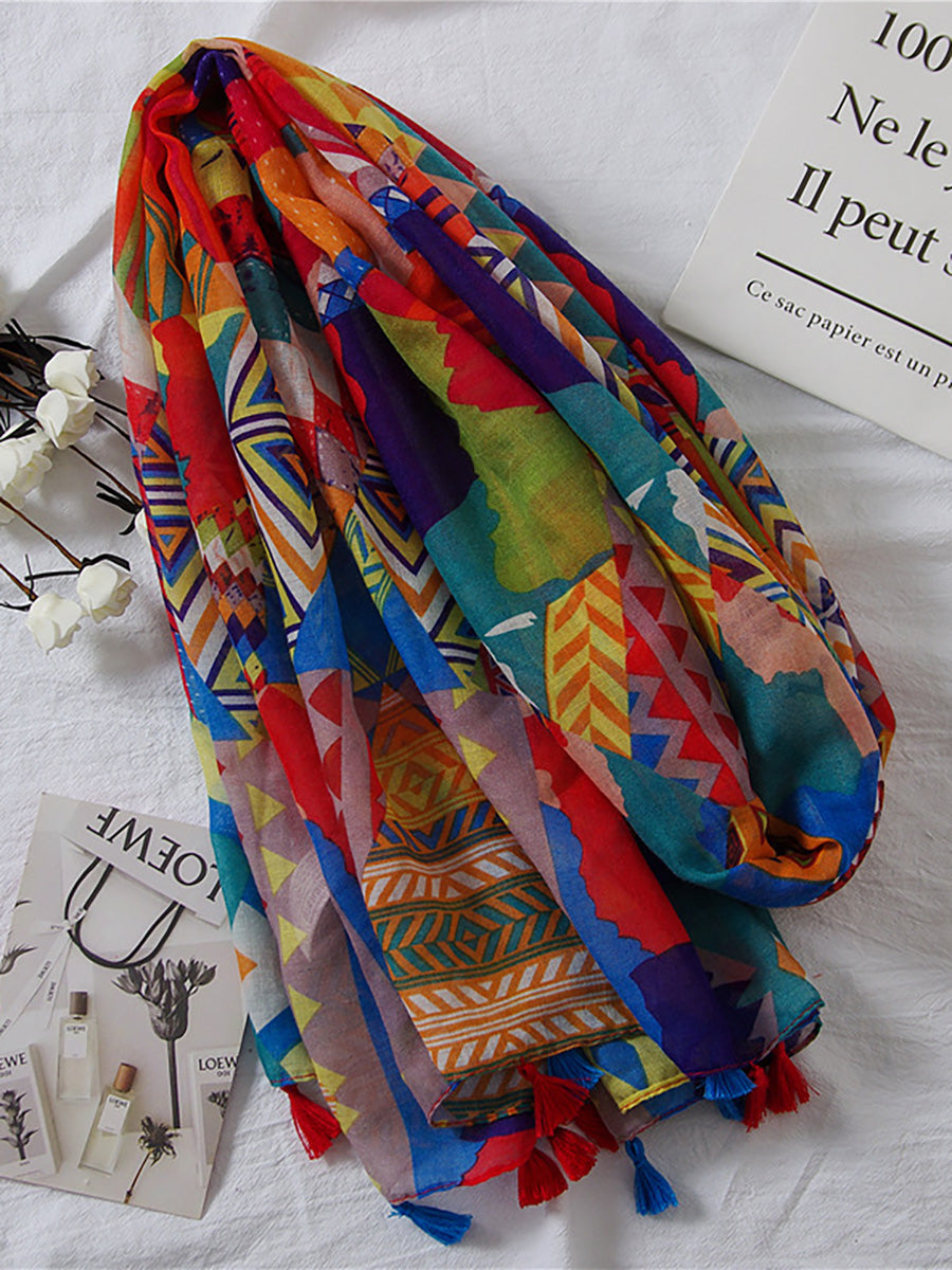 Écharpe à imprimé Tessel vintage pour femme avec protection solaire