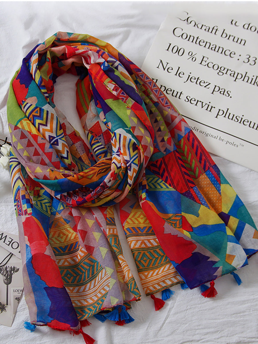 Écharpe à imprimé Tessel vintage pour femme avec protection solaire