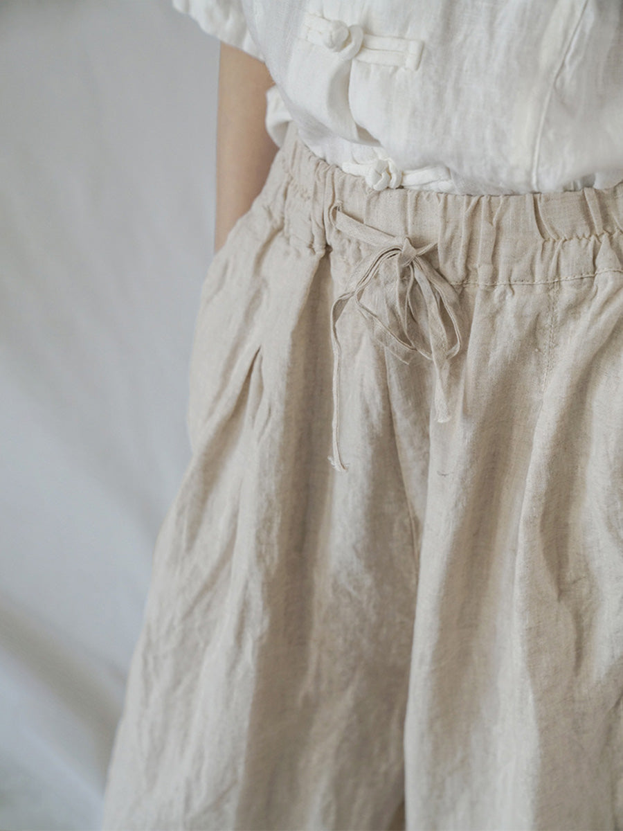 Drawstring Linen Women Summer Harem Pants