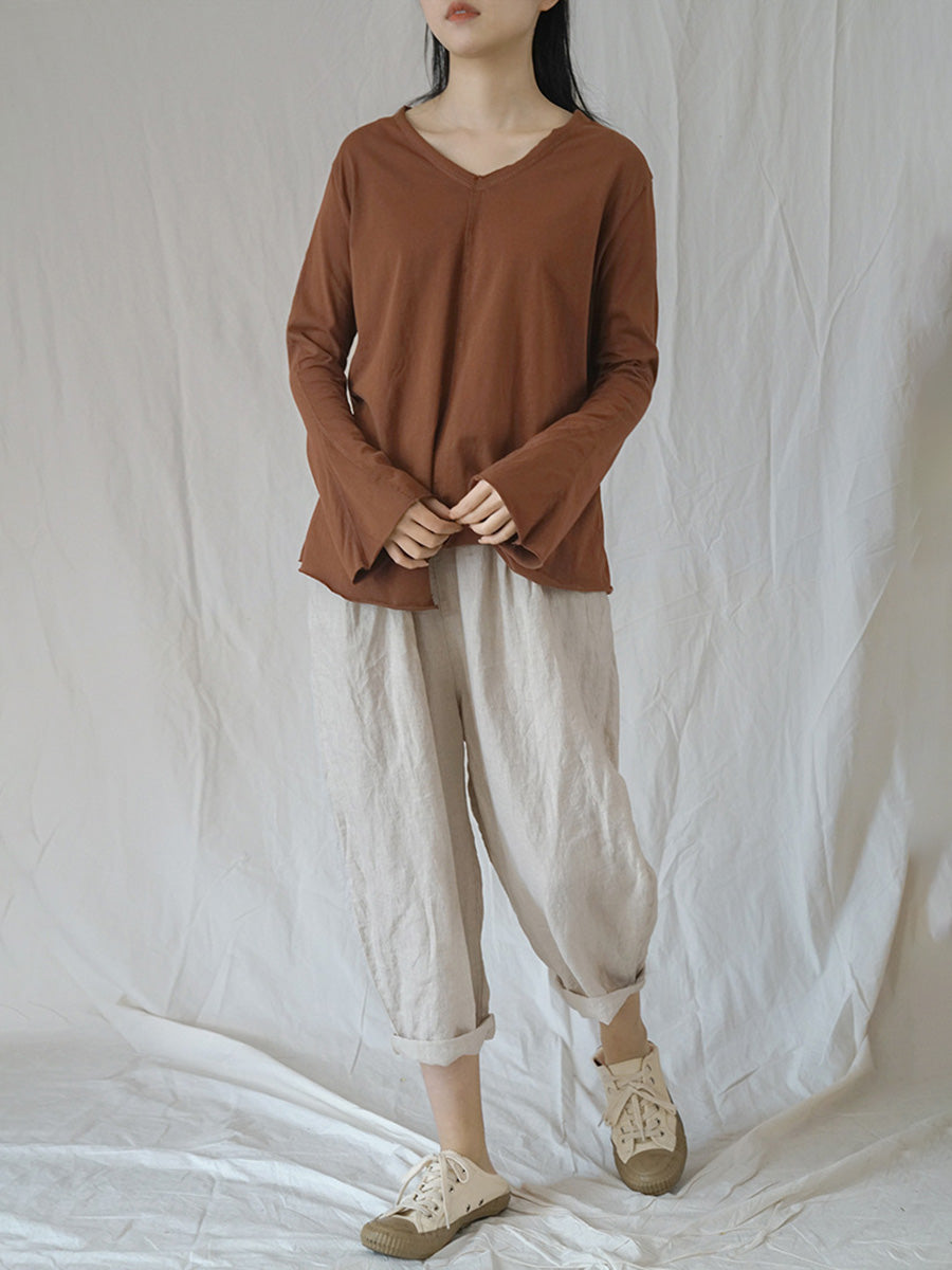 Drawstring Linen Women Summer Harem Pants