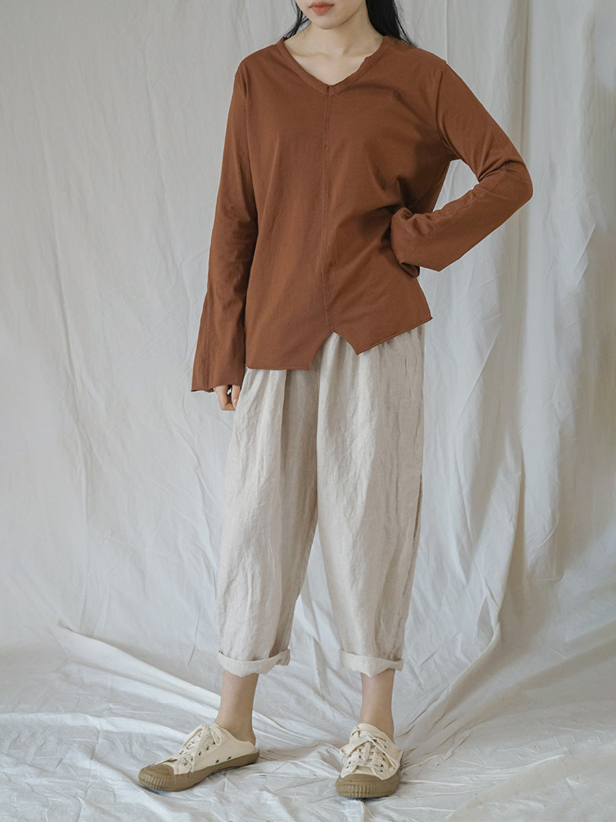 Drawstring Linen Women Summer Harem Pants