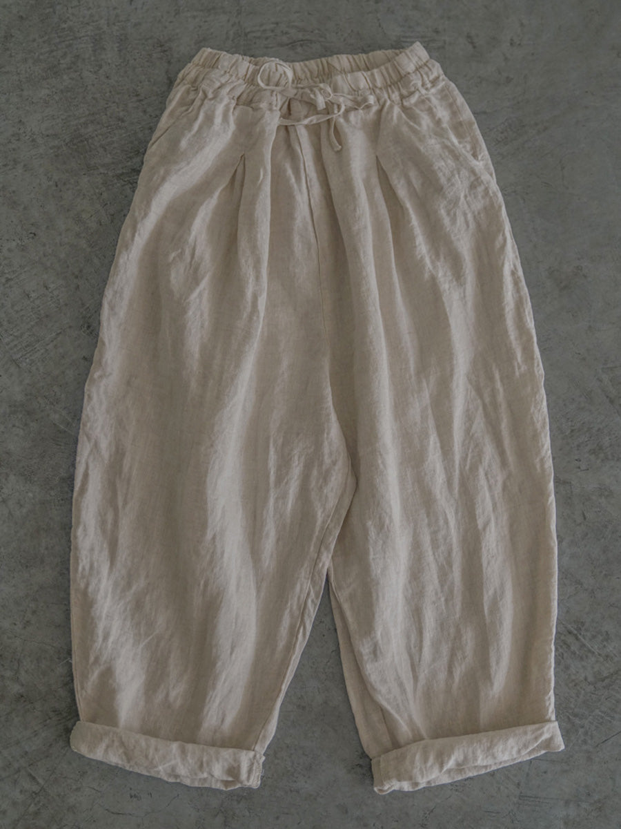 Drawstring Linen Women Summer Harem Pants