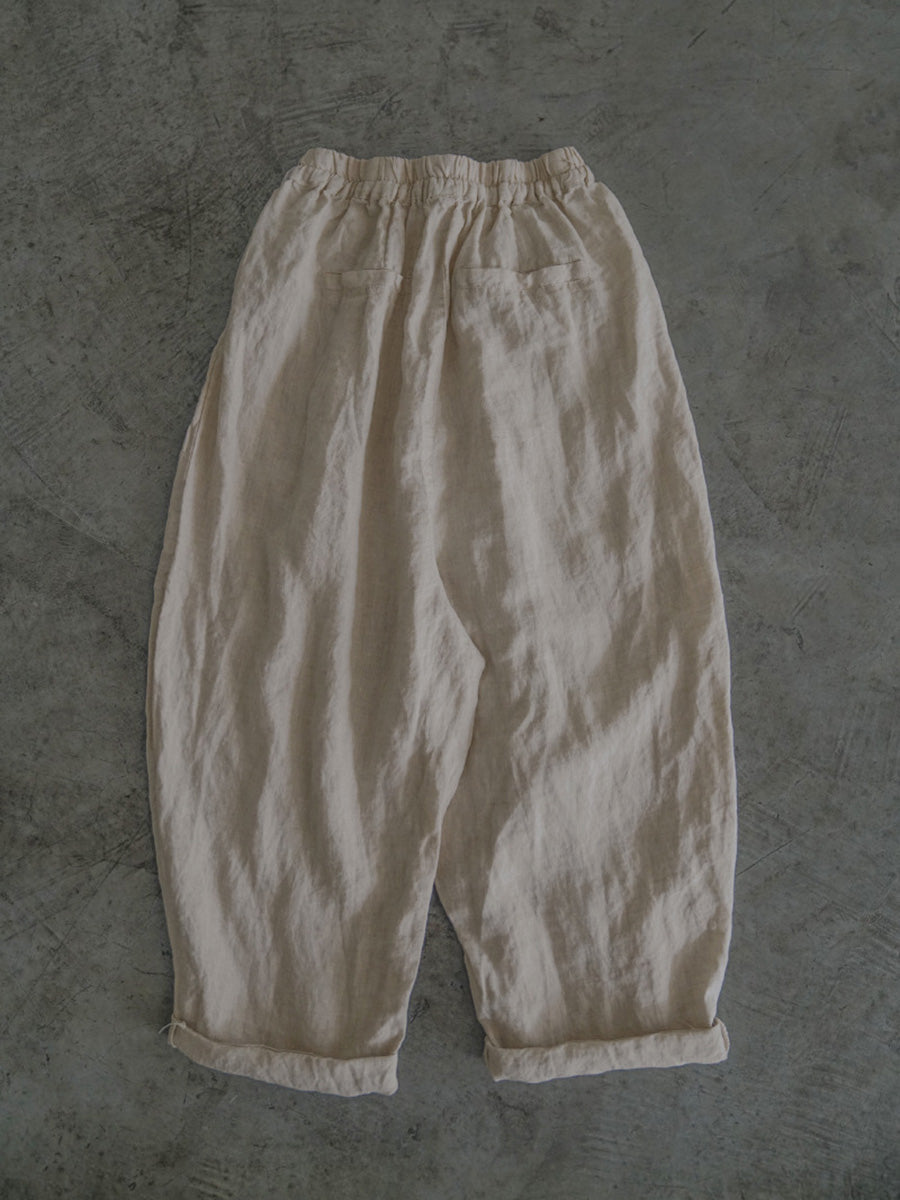 Drawstring Linen Women Summer Harem Pants