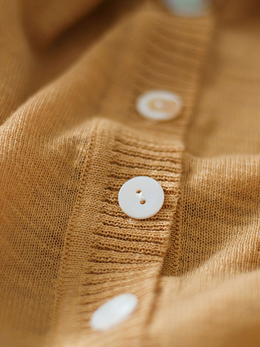 Camicia casual in maglia larga con scollo a V estiva da donna