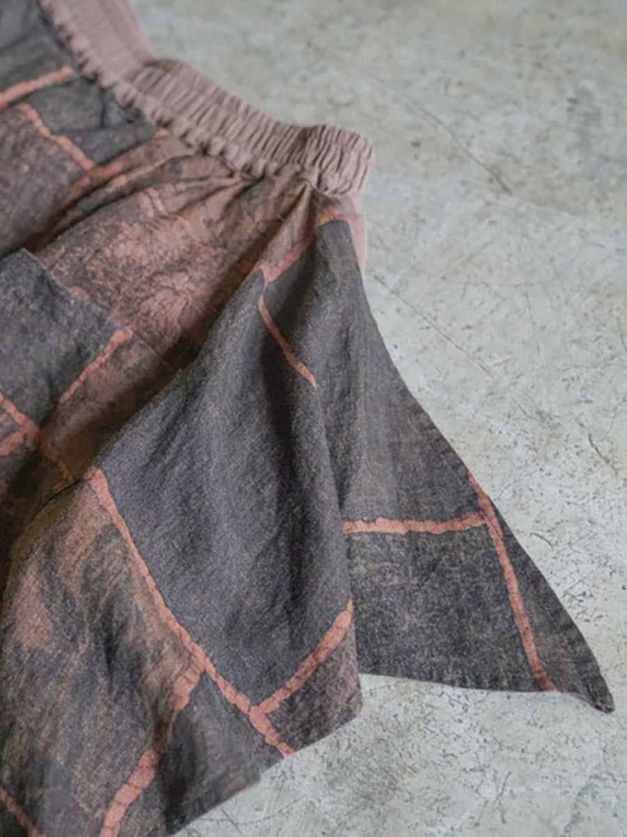 Pantaloni estivi vintage da donna in lino patchwork