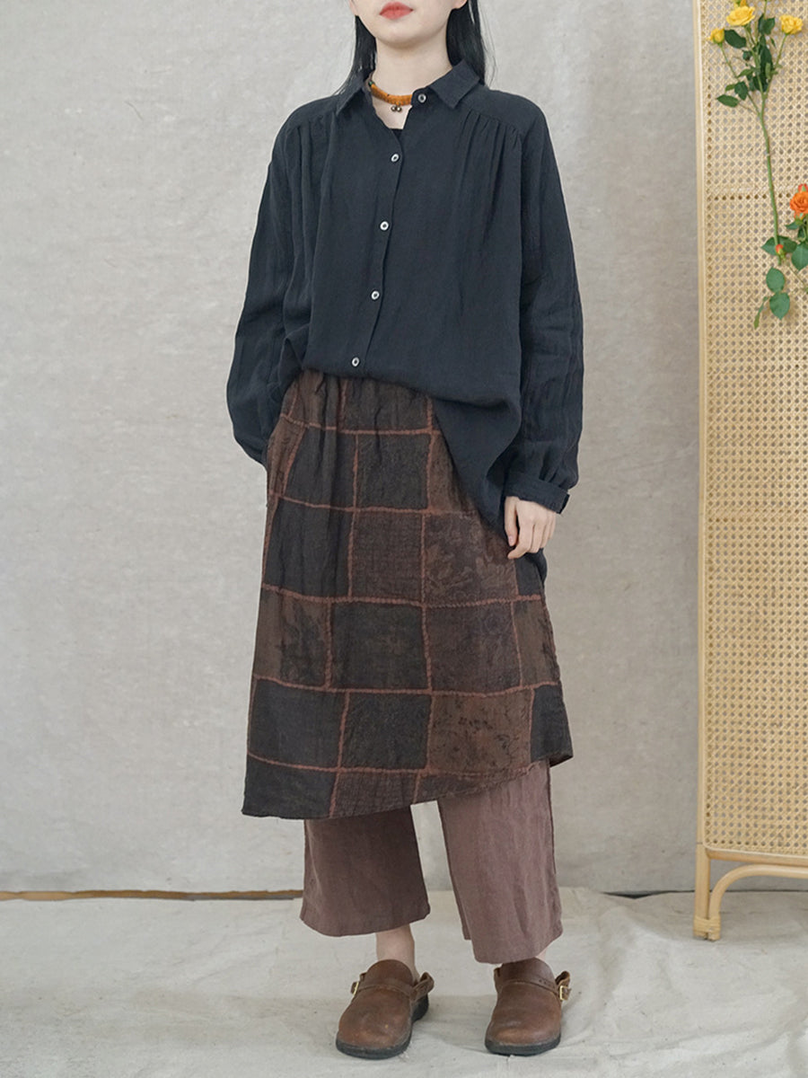 Pantaloni estivi vintage da donna in lino patchwork
