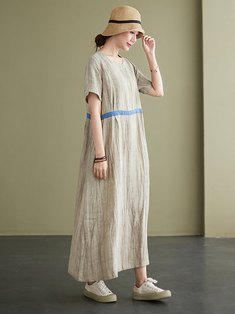 Abito lungo largo da donna in lino vintage