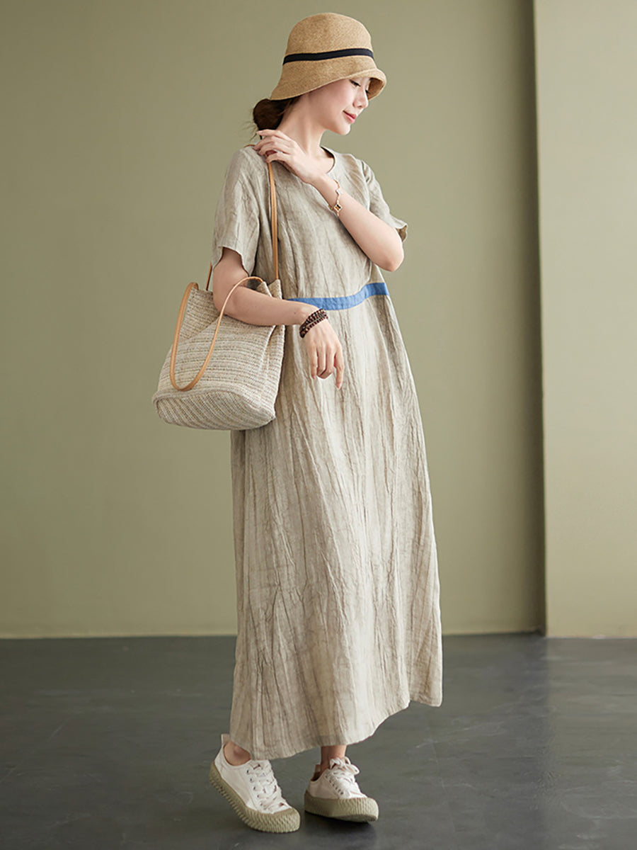 Abito lungo largo da donna in lino vintage