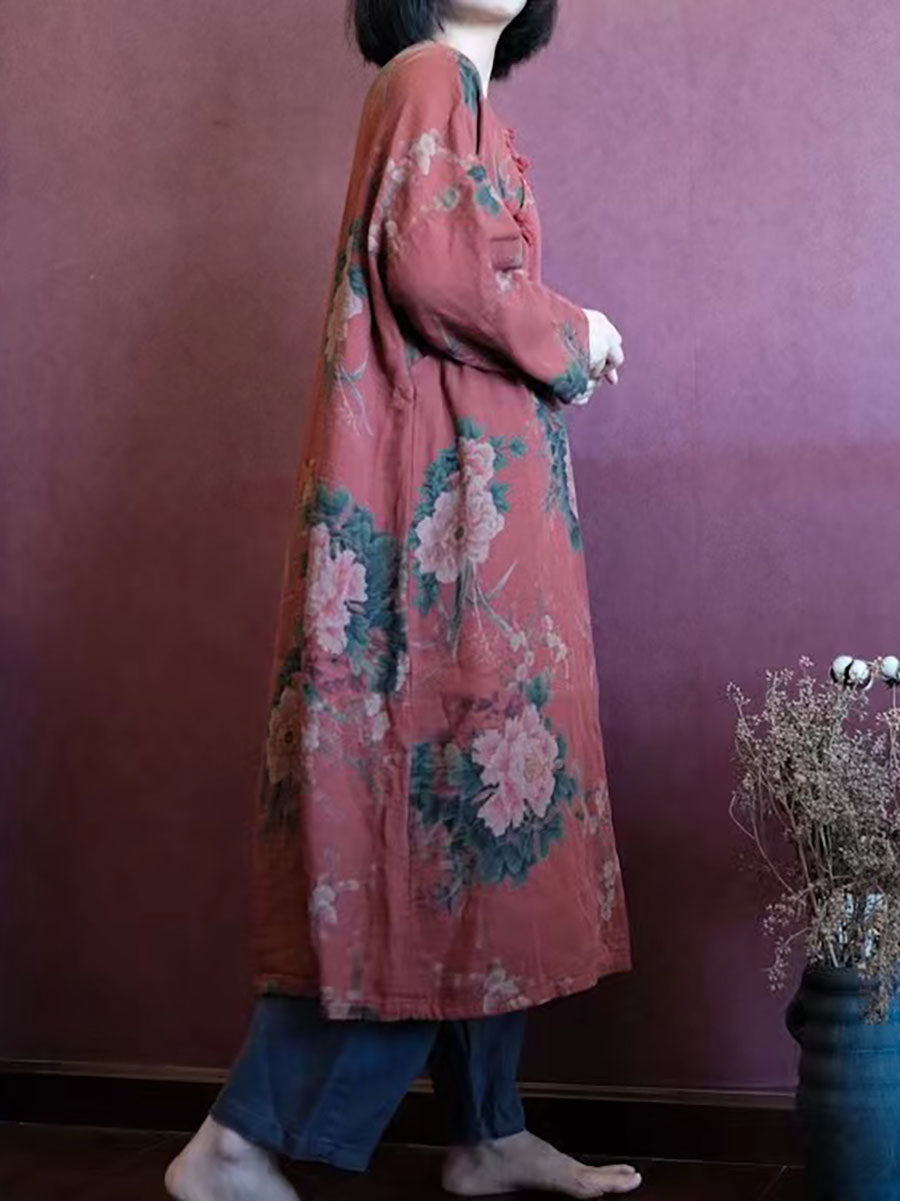 Abito casual da donna in cotone con stampa vintage