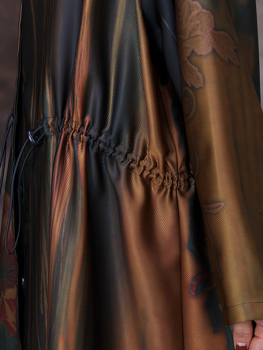Manteau long ample à imprimé vintage pour femme