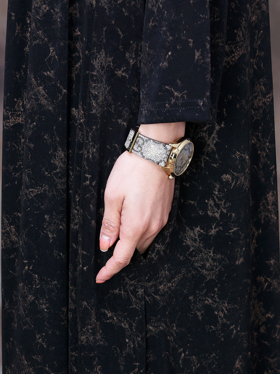 Abito largo con scollo a V floreale vintage da donna