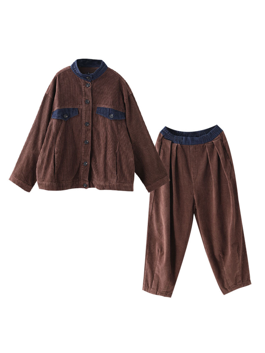 Set cappotto vintage autunnale da donna + pantaloni harem