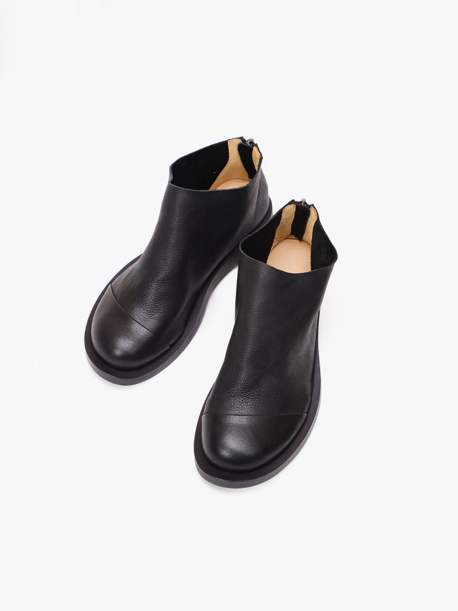 BUYKUD Stivali corti da donna vintage in vera pelle fatti a mano