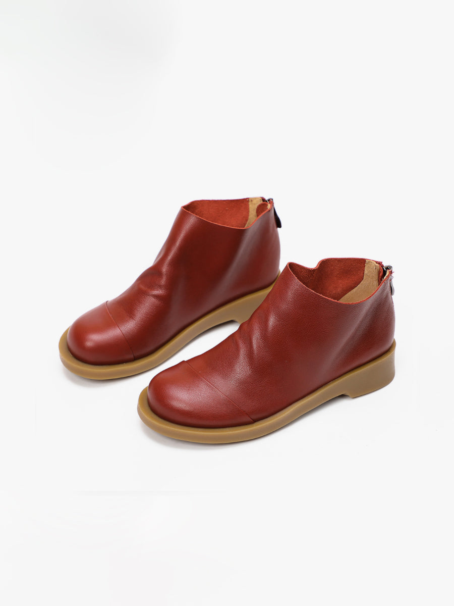 BUYKUD Stivali corti da donna vintage in vera pelle fatti a mano