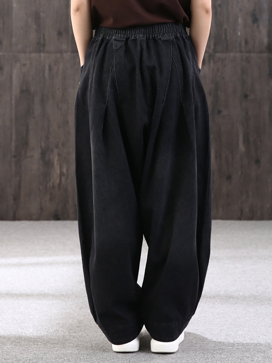 Jean en denim ample de couleur pure simple