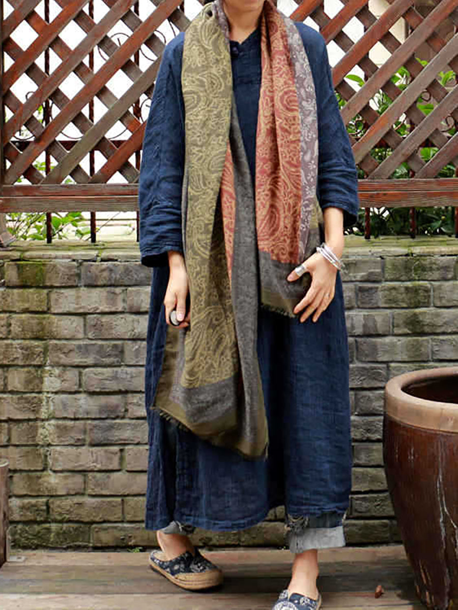 Grande sciarpa scialle in stile etnico in cotone vintage