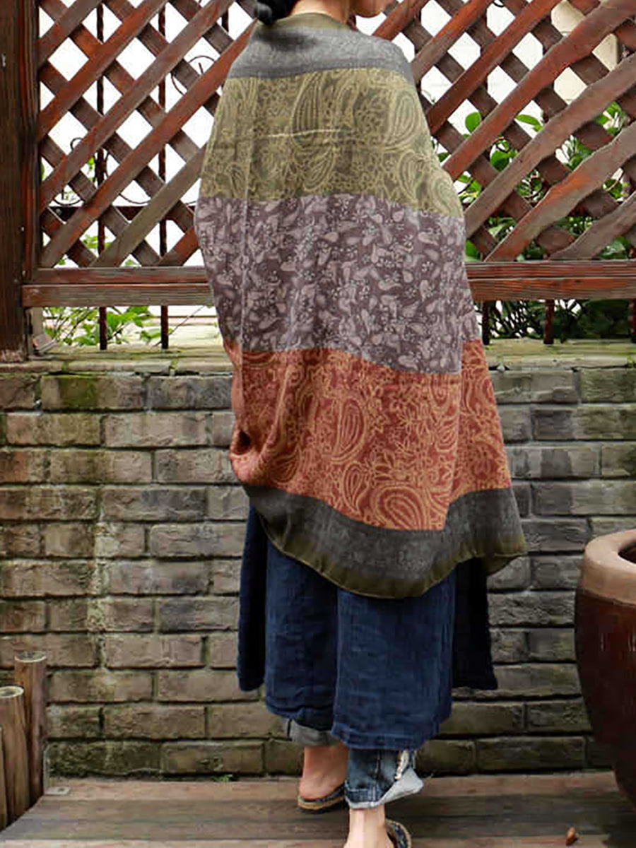Grande sciarpa scialle in stile etnico in cotone vintage