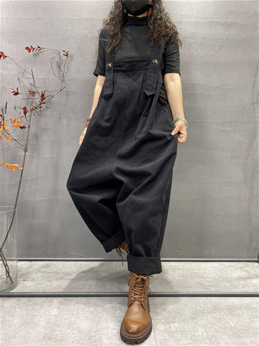Tute larghe casual tinta unita da donna autunnali