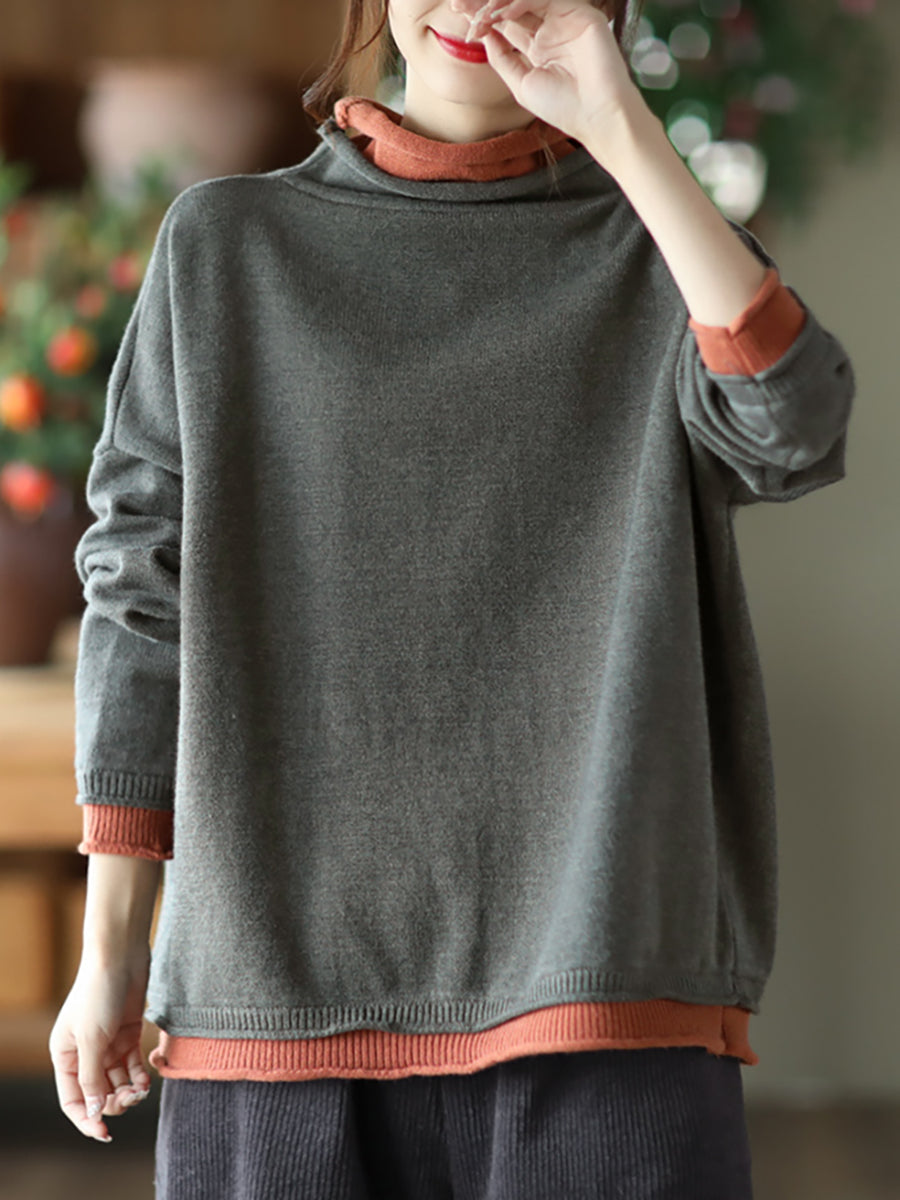 Maglione da donna colorblock in due pezzi finto autunno