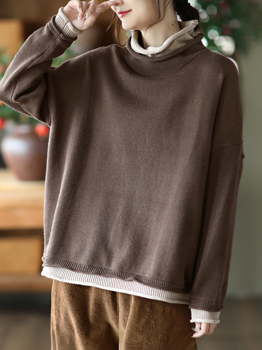 Maglione da donna colorblock in due pezzi finto autunno