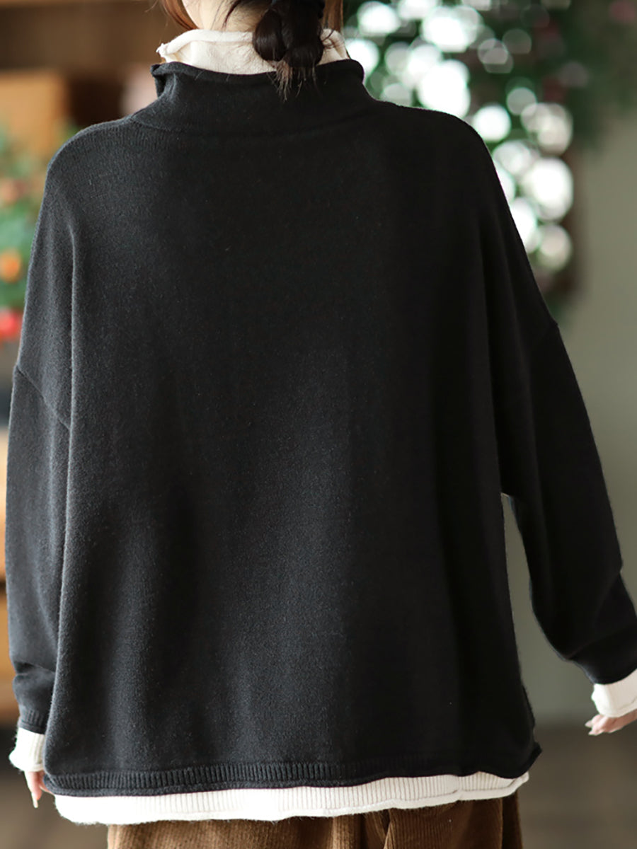 Maglione da donna colorblock in due pezzi finto autunno