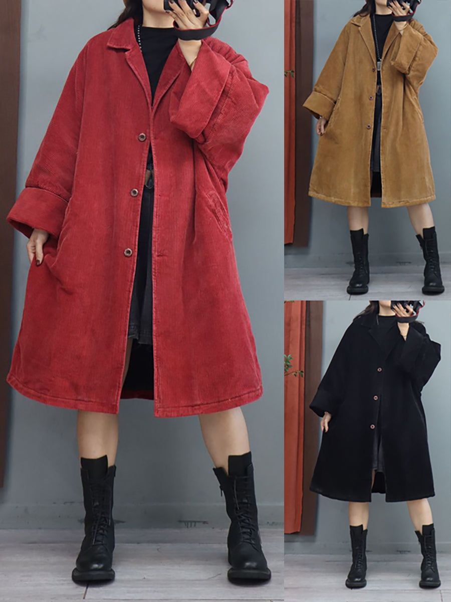 Winter Women Batwing Sleeve Baggy Mid Length Padded Coat