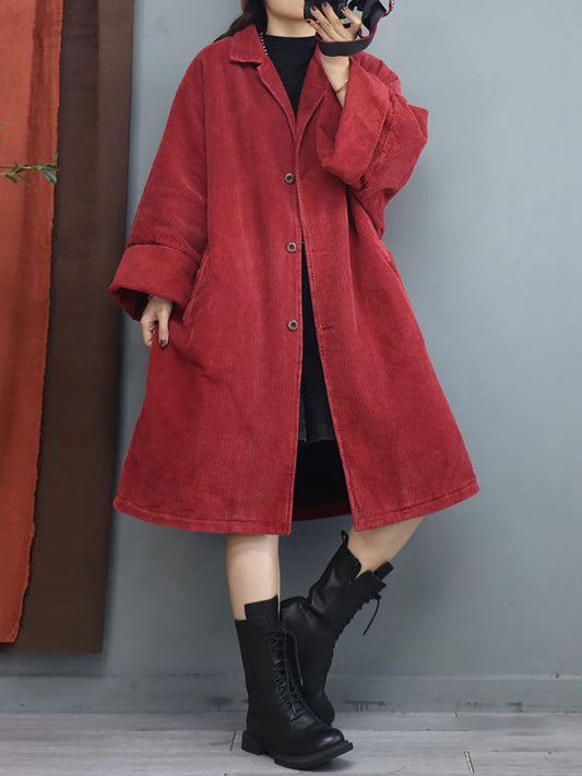 Winter Women Batwing Sleeve Baggy Mid Length Padded Coat